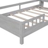 Wood Twin Size Platform Bed with Built-in LED Light, Storage Headboard and Guardrail, Antique Grey - 4 of 4