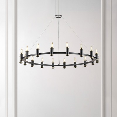 Poitier 46" Black and Brass Metal 18-Light Chandelier