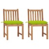 vidaXL Solid Teak Wood Patio Chairs with Bright Green Cushions, Fine Sanded Finish for Indoor/Outdoor - Set of 2 - 2 of 4