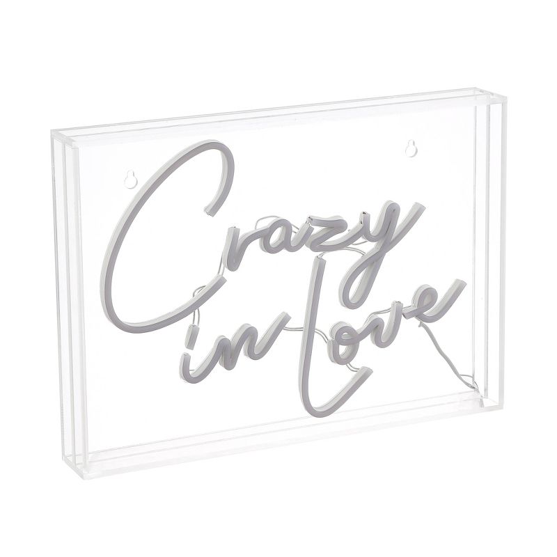 14&#34; x 10&#34; Crazy in Love Contemporary Glam Acrylic Box USB Operated LED Neon Light Red - JONATHAN Y, 1 of 7