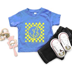 The Juniper Shop SmileyWorld Checkered Lightning Distressed Toddler Short Sleeve Tee - 1 of 4