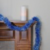 Northlight 50' x 4" Unlit Shiny Sky Blue Foil Tinsel Christmas Garland - 3 of 3
