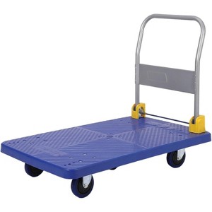 Acekool Steel Flat Dolly Cart, L-Shape Platform Truck with Removable Handle, Locking Nylon Casters, Industrial Moving Cart - 1 of 4