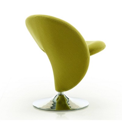 Green Wool Blend Swivel Accent Chair with Chrome Base