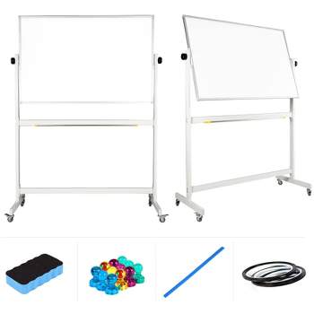 Stand Up Desk Store Rolling Mobile Magnetic Whiteboard Room Divider Dry  Erase Board For Home Or Classroom (combo Whiteboard/tackboard, 40 W X 72  H) : Target