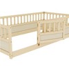 CAVINAS Twin Size Floor Bed with Super High Security Barrier and Door, Wooden Children's Floor Bed Frame, Twin Size Bed Frame - 3 of 4