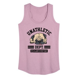 Women's - Instant Message - Unathletic Department Pug Graphic Racerback Tank - 1 of 4