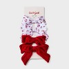 Girls' 4pk Holiday Floral & Velvet Bow Clip Set - Cat & Jack™ Red - 2 of 3
