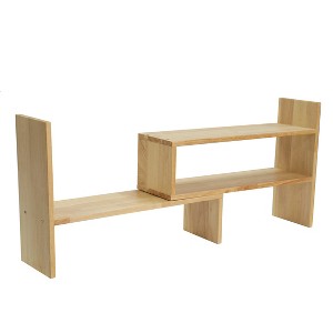 Desktop Bookshelf, Wooden Desktop Display Shelf, Desktop Organizer, Countertop Storage Shelf, Expandable - 1 of 4