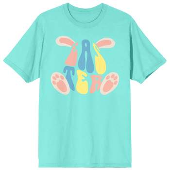 Soft Petal Easter Bunny Ears & Feet Crew Neck Short Sleeve Celadon Women's T-shirt
