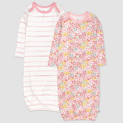 Honest Baby Girls' 2pk Organic Cotton Meadow Floral Sleeper Gown - Pink