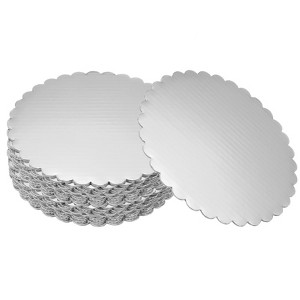 Unique Bargains Disposable Greaseproof Cardboard Scalloped Cake Platters 20 Pcs - 1 of 4