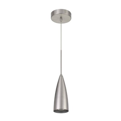 3.25" x 3.25" x 14.25" Metal Integrated LED Dimmable Kalavasos Pendant Fixture Brushed Steel - Cal Lighting