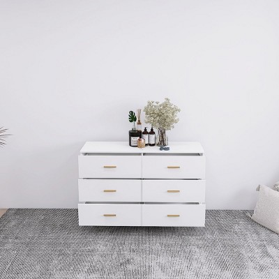 NicBex Wide Drawers Dresser,Modern Double Dressers with Metal Handles,Minimalist Chest of Drawers for Bedroom,Living Room,Hallway,White/Black