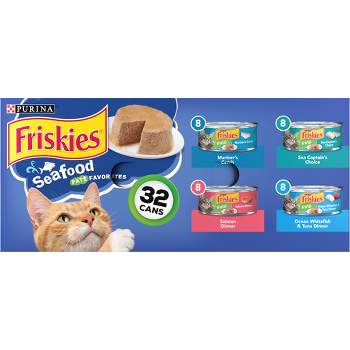 Purina Friskies Paté Wet Cat Food Seafood Fish Flavor Favorites - 5.5oz/32ct Variety Pack