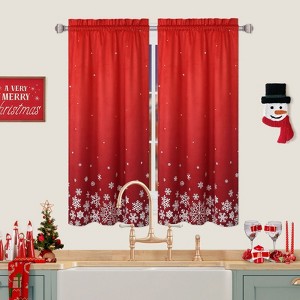 Christmas Kitchen Curtain Cafe Curtain Velvet Fabric - 1 of 4