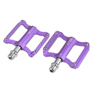 Unique Bargains Aluminum Alloy Rear Foot Peg Flat Pedal Footrests Fit 9/16 Inch Axles MTB Bike Black 1 Pair - 1 of 4