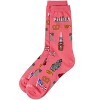 Memoi Women's Philly Themed Rayon Blend Novelty Crew Sock Pink Lemonade 9-11 - 3 of 4