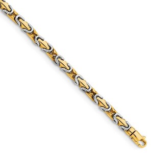 Black Bow Jewelry 4.25mm 14K Two Tone Gold Fancy Chain Link Bracelet, 8 Inch - 1 of 2