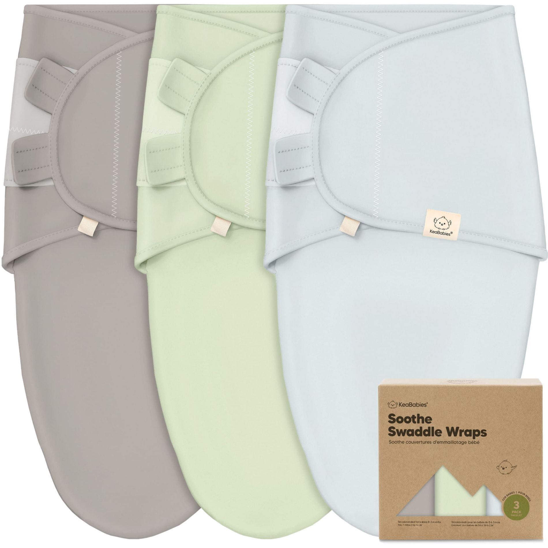 KeaBabies 3pk Organic Swaddle Sleep Sacks Baby, Premies Newborn Swaddles Wrap 0-3 Months, Soft Wearable Swaddle Blanket (Ripple)