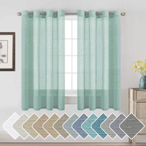 Natural Linen Blended Semi-Sheer Curtains Privacy Assured with Nickel Grommet for Living Room - 1 of 4