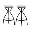 HDZNVF Set of 2 Floral Print Counter Height Bar Stool with Footrest Upholstered Round Barstools, Black and White - 4 of 4