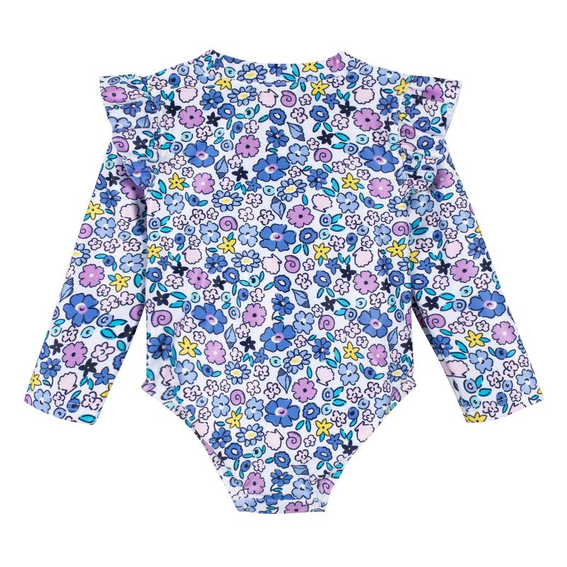 Gerber Baby & Toddler Girls' One-Piece Long Sleeve Rash Guard Swimsuit UPF 50+, 3 of 8