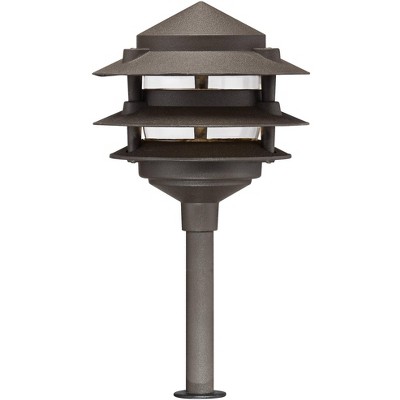 Bronze LED Pagoda Path and Spot Light Set