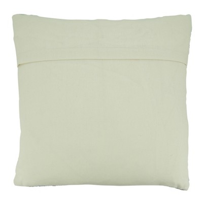 Aqua and Beige Striped Cotton Blend Throw Pillow Cover, 20"