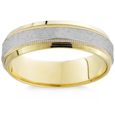 Pompeii3 Men's Hammered Platinum & 18K Yellow Gold Two Tone Comfort Fit Wedding Band