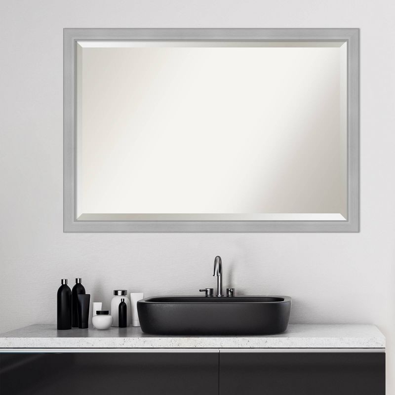 Vista Brushed Framed Bathroom Vanity Wall Mirror Nickel - Amanti Art, 5 of 11