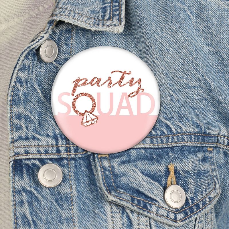 Big Dot of Happiness Bride Squad - 3 inch Rose Gold Bridal Shower or Bachelorette Party Badge - Pinback Buttons - Set of 8, 3 of 9