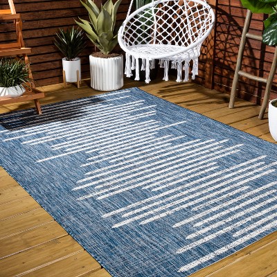 Bohemian Blue Stripe Washable Synthetic Rug - 3' x 5'