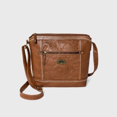 Concept Zip Closure Crossbody Bag - Brown