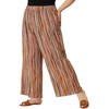 Agnes Orinda Women's Plus Size Boho Palazzo Elastic Waist Stripe Wide Leg Lounge Pants with Pocket - 2 of 4