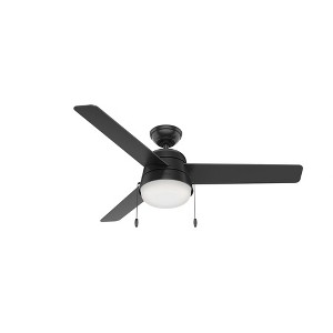 Hunter 52" Aker Lighted Ceiling Fan Matte Black/Walnut Finish - Modern Design for Indoor/Outdoor Use with Integrated LED Light - 1 of 1