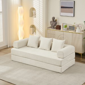 Racxily Comfy Convertible Folding Mattress Couch, Floor Sofa Bed, Chenille Floor Sofa with Armrest, Floor Sofa Lounge Couch for Living Room Bedroom - 1 of 4