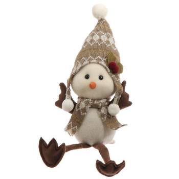 Raz Imports 9.75" Country Cabin Decorative Sitting White Bird in Scarf and Hat Stuffed Animal Figure