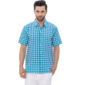 HAPPY BAY Men's Hawaiian Shirts Short Sleeve Button Down Mens Party Plaid Shirts Work Casual Holiday Summer Tropical Shirts for Men - 1 of 4