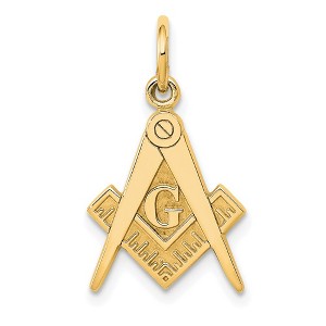 Black Bow Jewelry 14k Yellow or White Gold Masonic Symbol Charm or Pendant, 12mm - 1 of 4