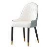 Set of 2 Modern White PU Upholstered Dining Chairs with Curved Back, Stylish Armchairs for Kitchen or Dining Room-Panipeachy - 3 of 4