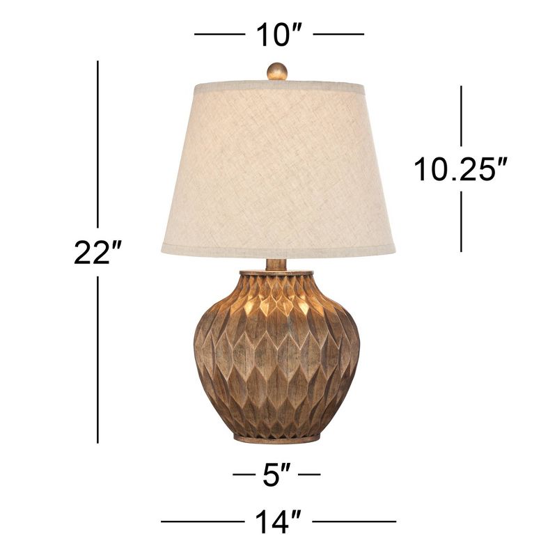 360 Lighting Buckhead Modern Accent Table Lamp 22" High Warm Bronze Brown Sculptural Geometric Drum Shade for Bedroom Living Room Bedside Nightstand, 4 of 7