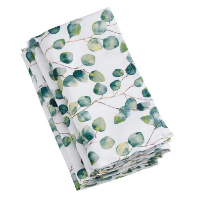 Saro Lifestyle Dining Table Napkins With Eucalyptus Leaf (Set of 12)