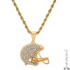 Steeltime 24" Men's 18k gold plated stainless steel and simulated diamonds football helmet pendant - 3 of 4