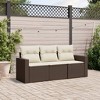 vidaXL 3 Piece Patio Sofa Set with Cushions - Brown and Cream Without Table - 2 of 4