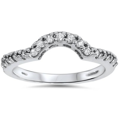 Pompeii3 1/6cttw Diamond Curved Wedding Ring Guard Engagement Enhancer Band  14k Gold - Size 7 : Target