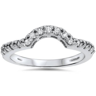 Pompeii3 1/4ct Diamond Curved Notched Ring Guard Enhancer 14k White Gold
