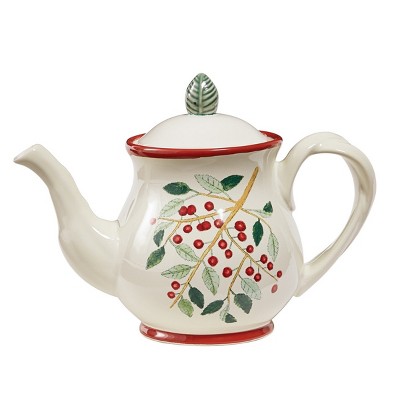 Park Designs Simply Holly Teapot - White