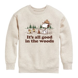 Boys' - Peanuts - All Good In The Woods Graphic Long Sleeve Fleece Sweatshirt - 1 of 4