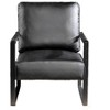 Classic Mid Century Modern Accent Chair with Durable Square Metal Frame, Armchair Made of Spotted Microfiber Upholstery, Black -PU Leather - 3 of 4